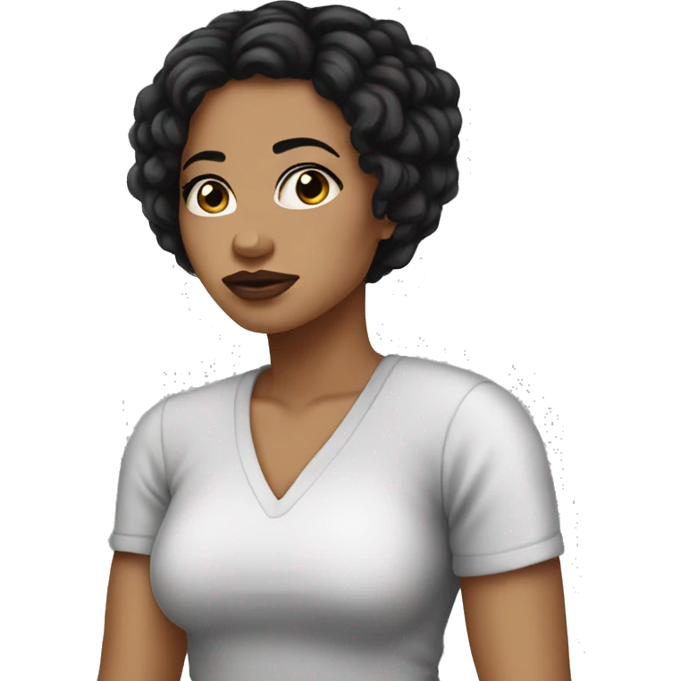 alt bad bitch light skin, black hair emoji