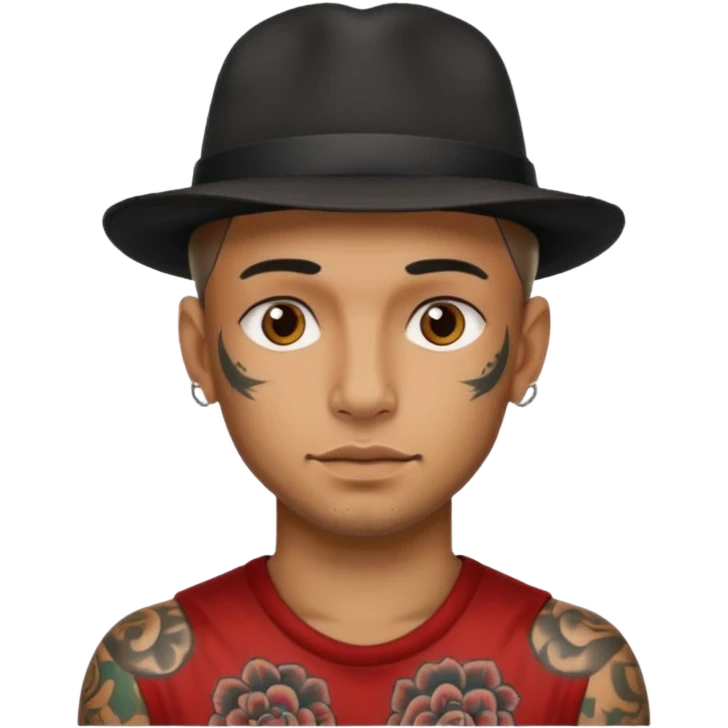 hat wearing tattooed man head emoji