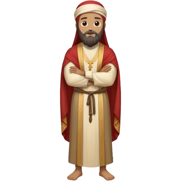 fullbody Pharisee, arms crossed, traditional robes, beard, head covering, standing emoji
