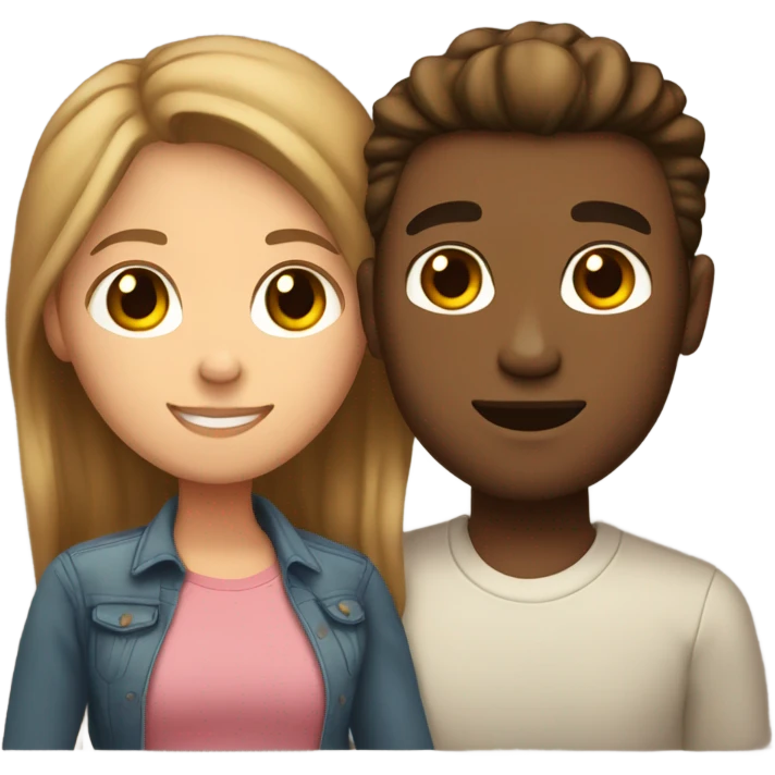 Boyfriend and girlfriend hugging light skin brown hair emoji
