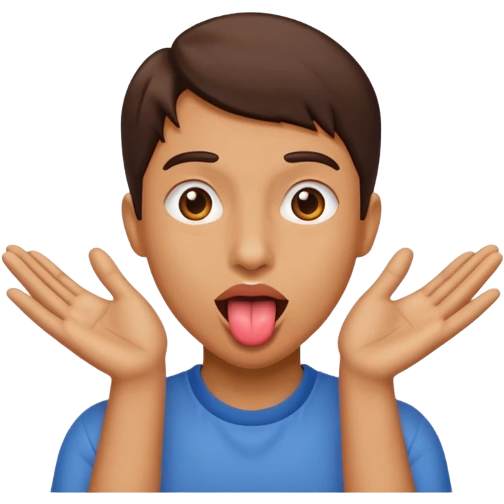 Tongue out and two hands on the side  emoji