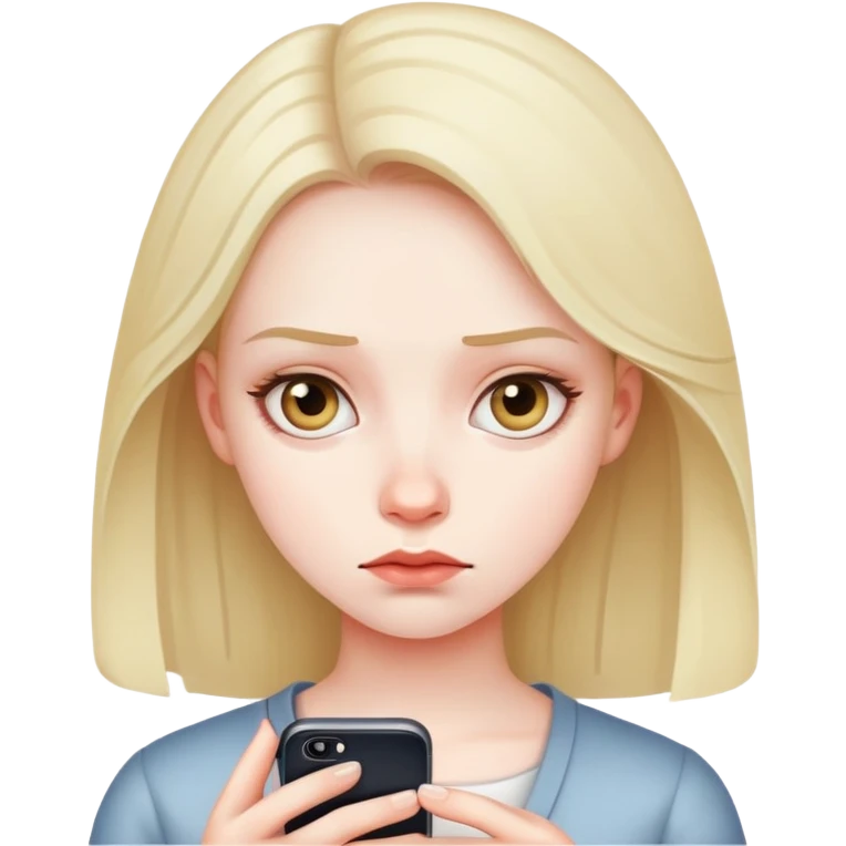 girl staring at her phone intensely emoji