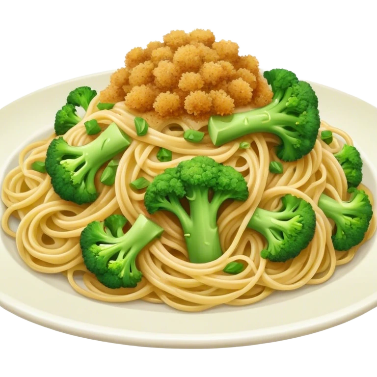 Broccoli and bread crumbs over spaghetti  emoji