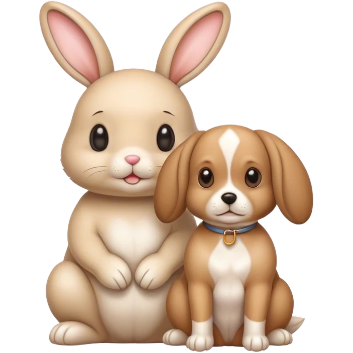 Real beige bunny sitting with a dog emoji