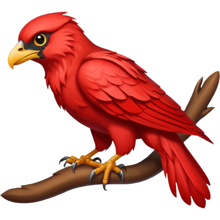scarlet coloured raptor bird perched emoji