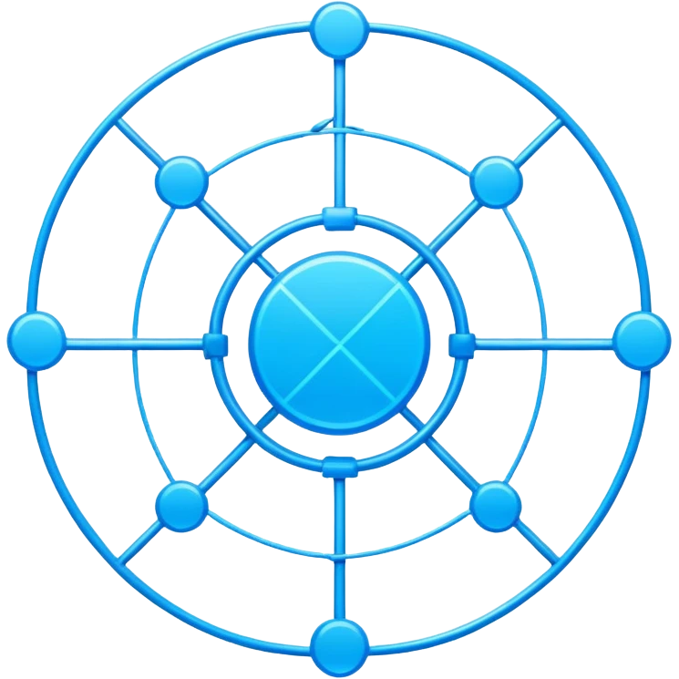 network in a circle form with boxes at intersection points emoji