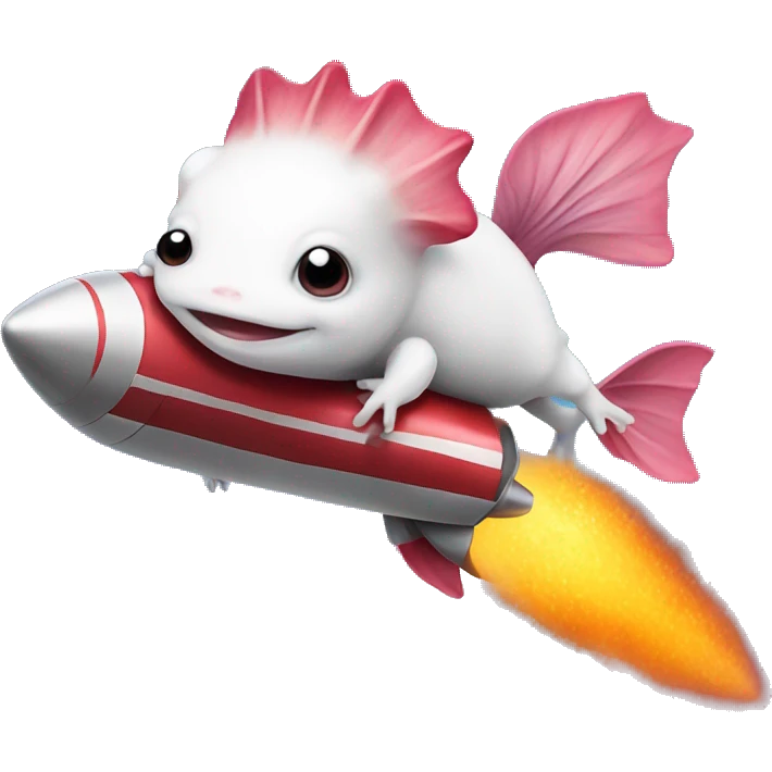 Axolotl riding on a rocket emoji