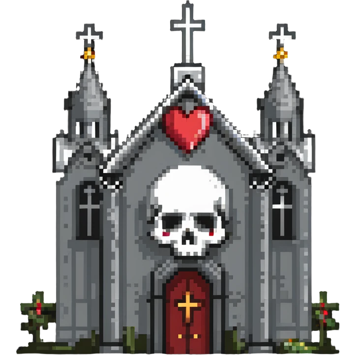heart, skull, and church together emoji