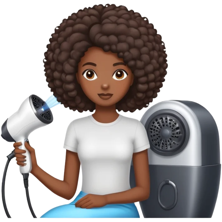 Black girl at hair salon under hair dryer emoji