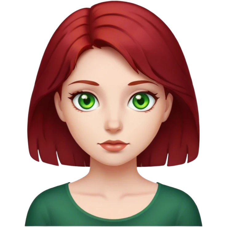 a girl with dark red hair, green eyes, and fair skin emoji