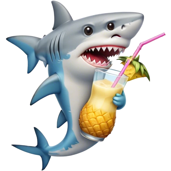 shark wearing haiwaiian shirt with pina colada emoji
