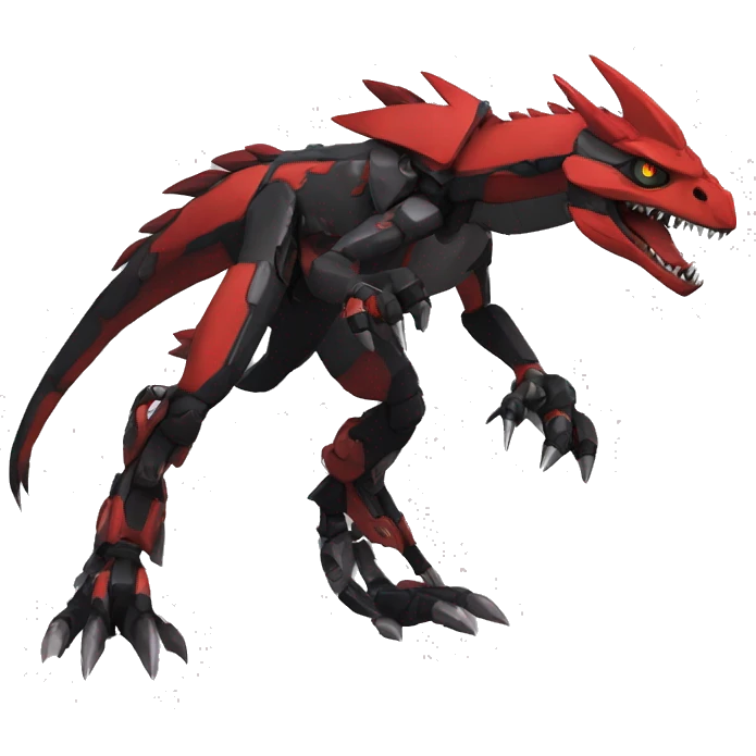  Cool Edgy Black Red Digimon-Fakemon-Guilmon-Velociraptor-Dragon-Mecha full body emoji