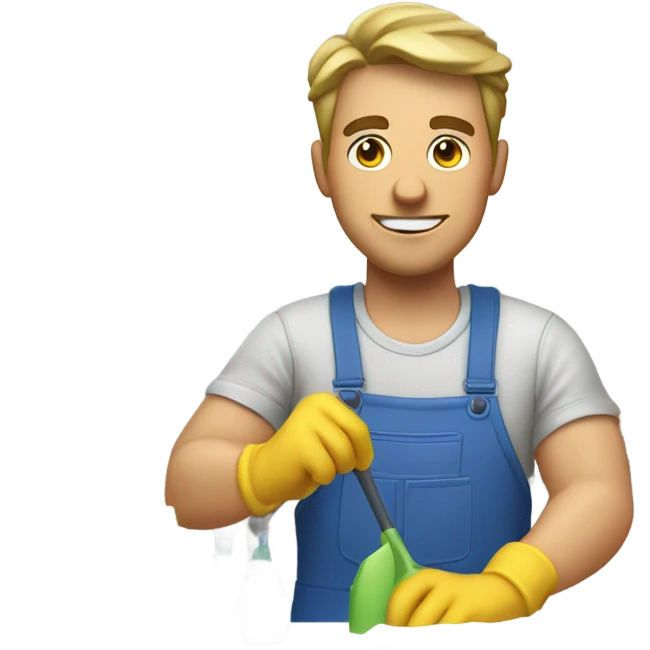 White Man cleaning up the kitchen  emoji