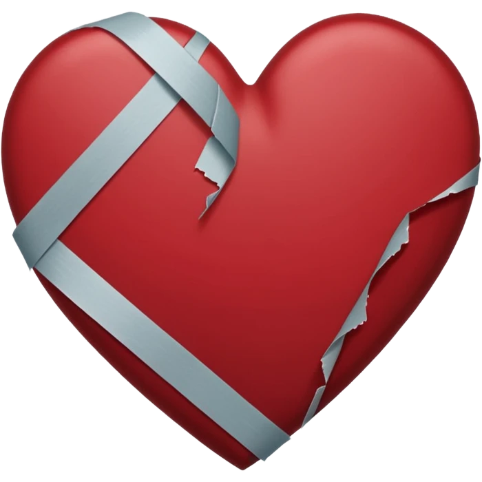 a dark red broken heart taped a little tape band emoji