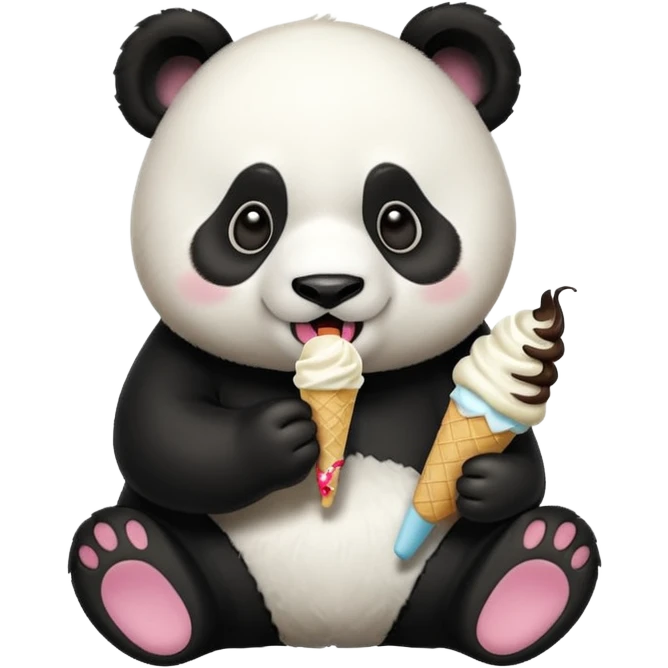 Panda eating ice cream emoji