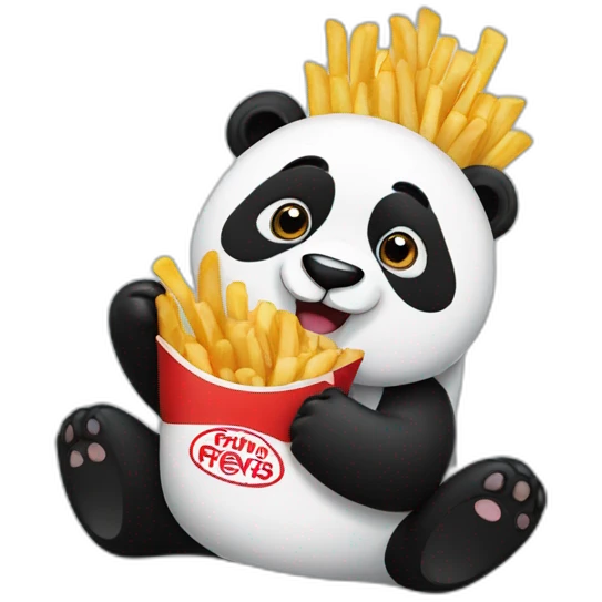 Panda eating fries emoji