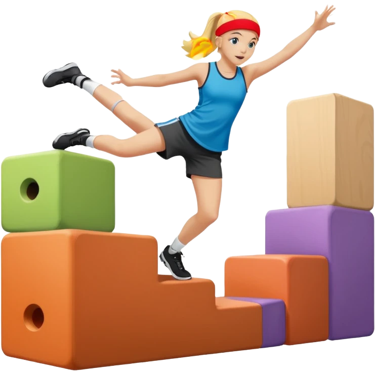 a young blonde girl doing parkour at kids school emoji