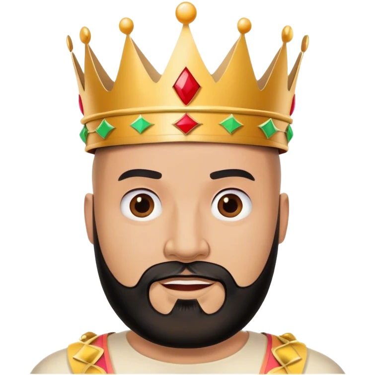 bald guy with black beard and a burger king paper crown emoji
