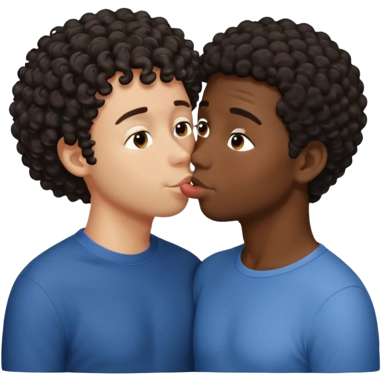 Naked shower adult black male short curly hair kissing white male dark hair, touching penis emoji