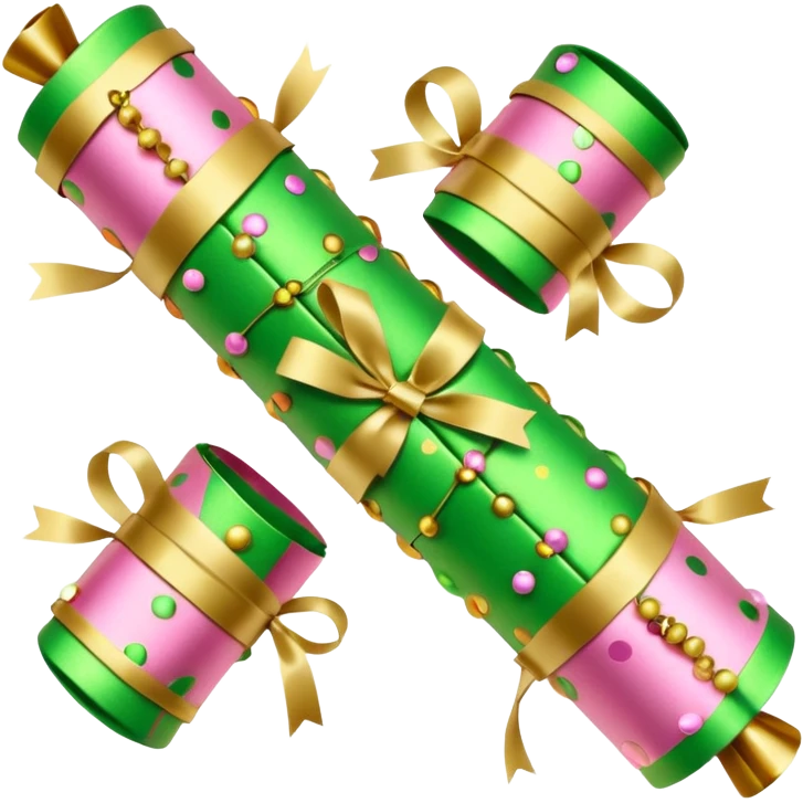 light green and light pink christmas crackers emoji