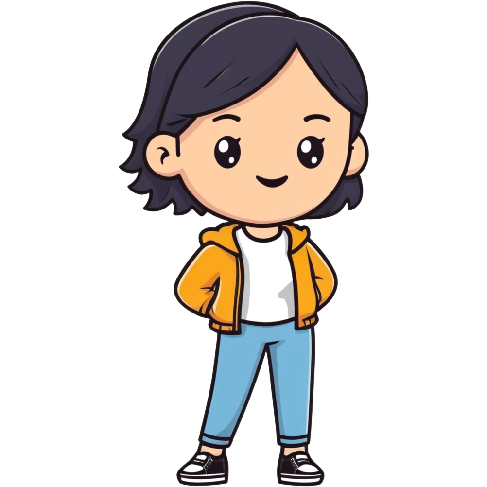 A young woman with a friendly expression wearing casual clothes emoji