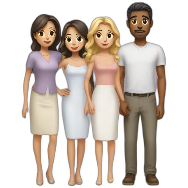 throuple two women one man emoji