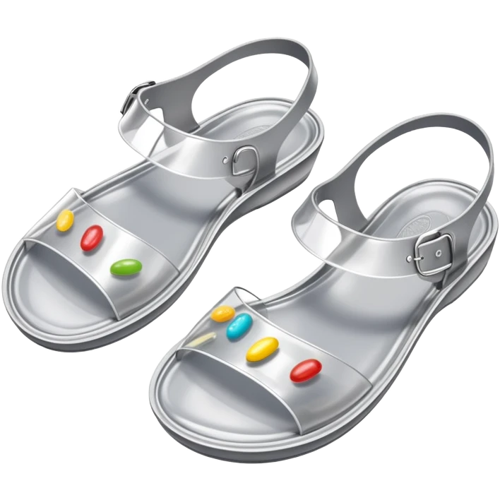 Silver jelly bean sandals emoji