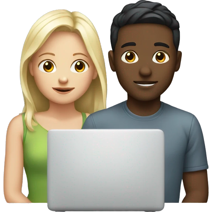white boy and girl behind laptop emoji