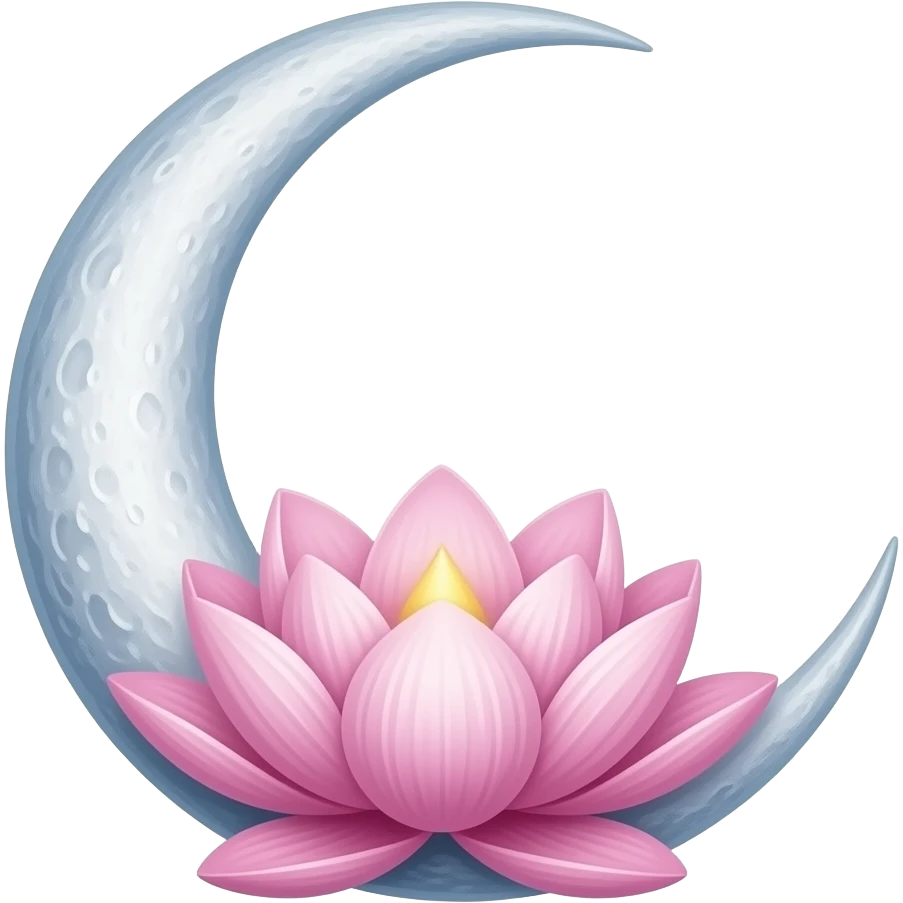 4. Moon & Lotus Symbol: Crescent moon with a lotus flower blooming from its lower curve. Meaning: Spiritual awakening and rising above challenges. emoji