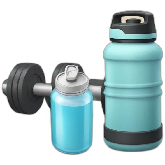 gym weights-next to it a thermos with water emoji