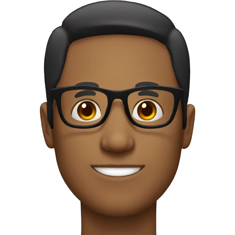 brown male face with spectacles black hair emoji