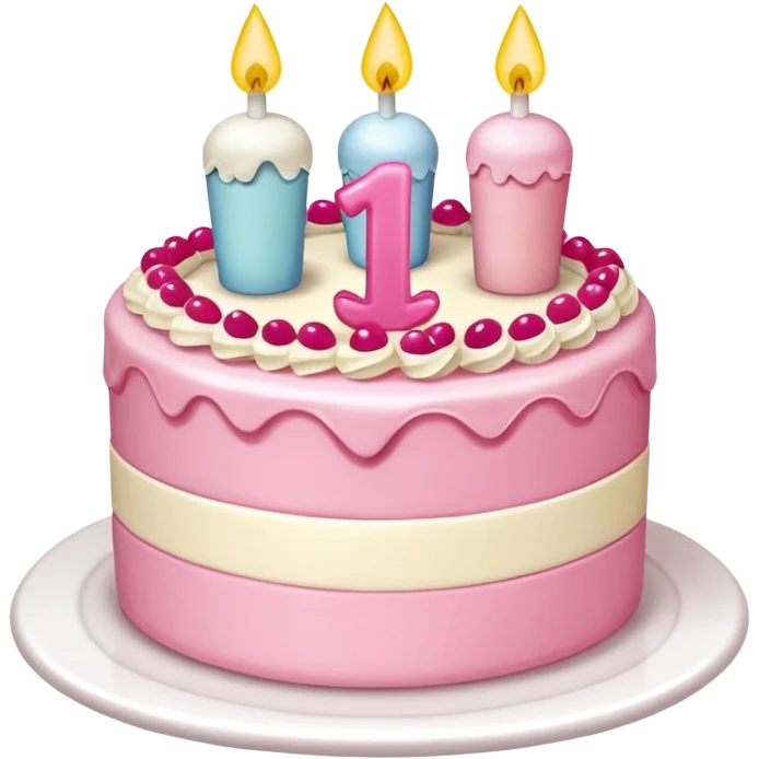 pastel de cumpleaños de 3 niveles con un liston rosa emoji