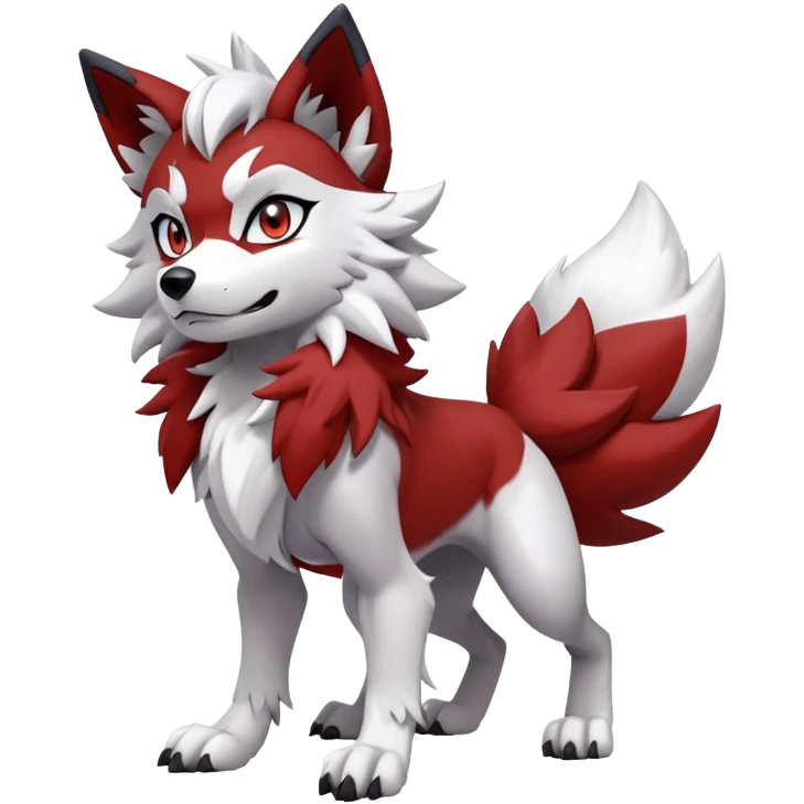 Shiny Red Anthro furry Lycanroc-Midnight-Form (full body) emoji