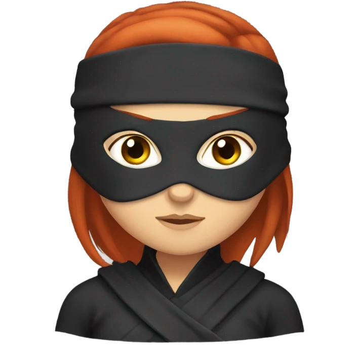 female caucasian red haired ninja with face covered emoji