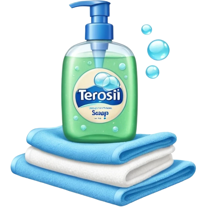 Soap, washcloth and shampoo emoji