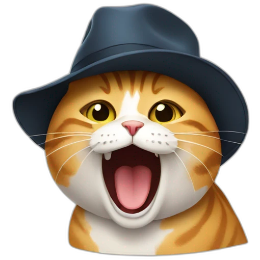 cat singing with a hat emoji
