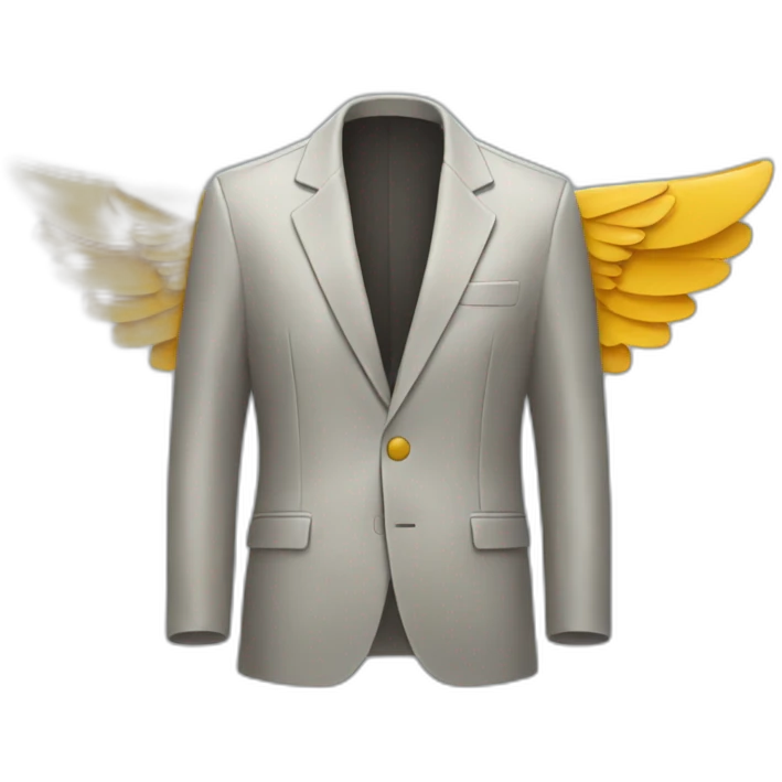 Jacket lapel with wings visible from underneath emoji