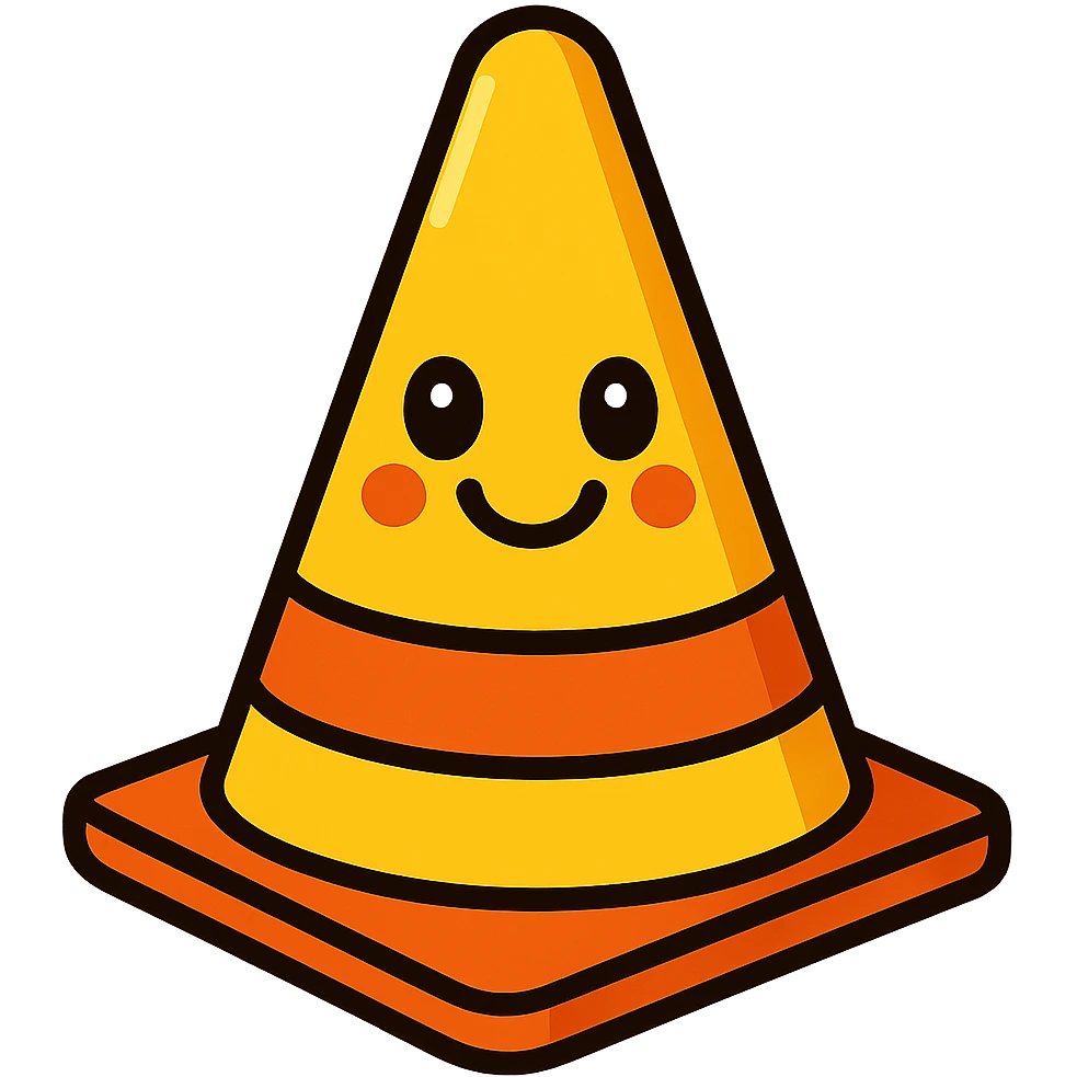 yellow cone, playful cartoon style emoji