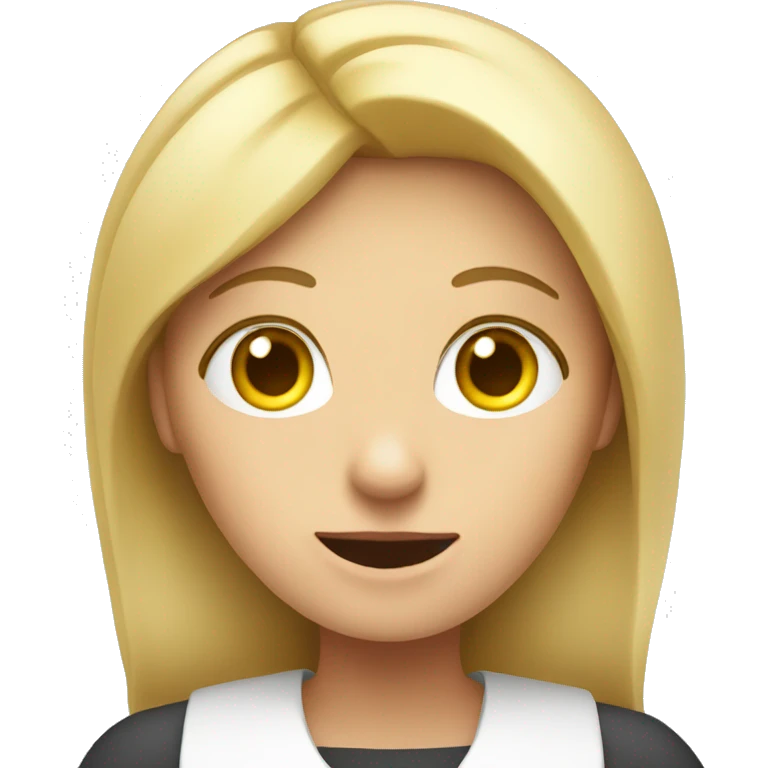 A blonde lady telling people to complete their timesheet emoji
