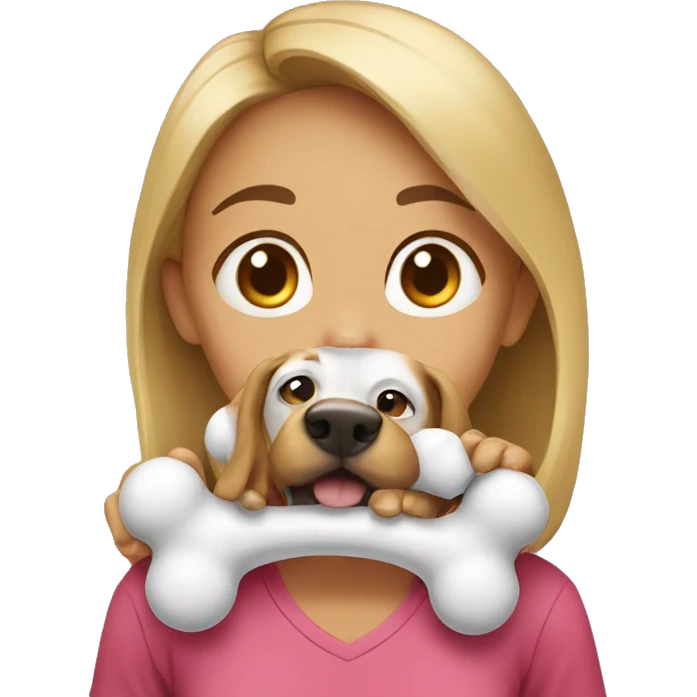 Girl has a dog bone in her mouth  emoji