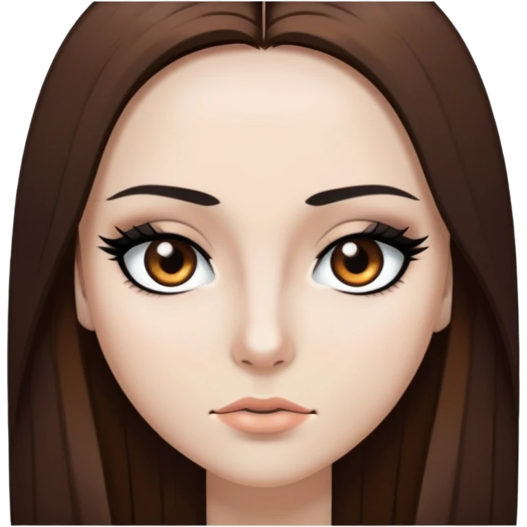 pretty long hair straight brown hair white skin baddie with black eyeliner and brown eyes emoji