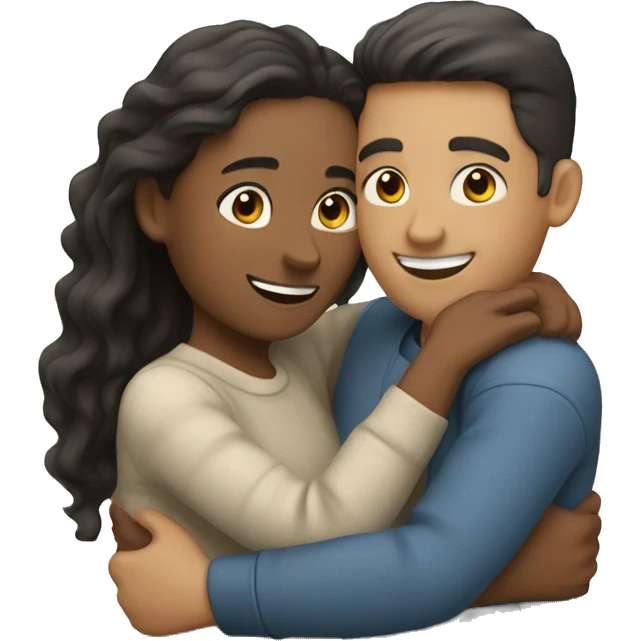 couple hug with warm smiles emoji
