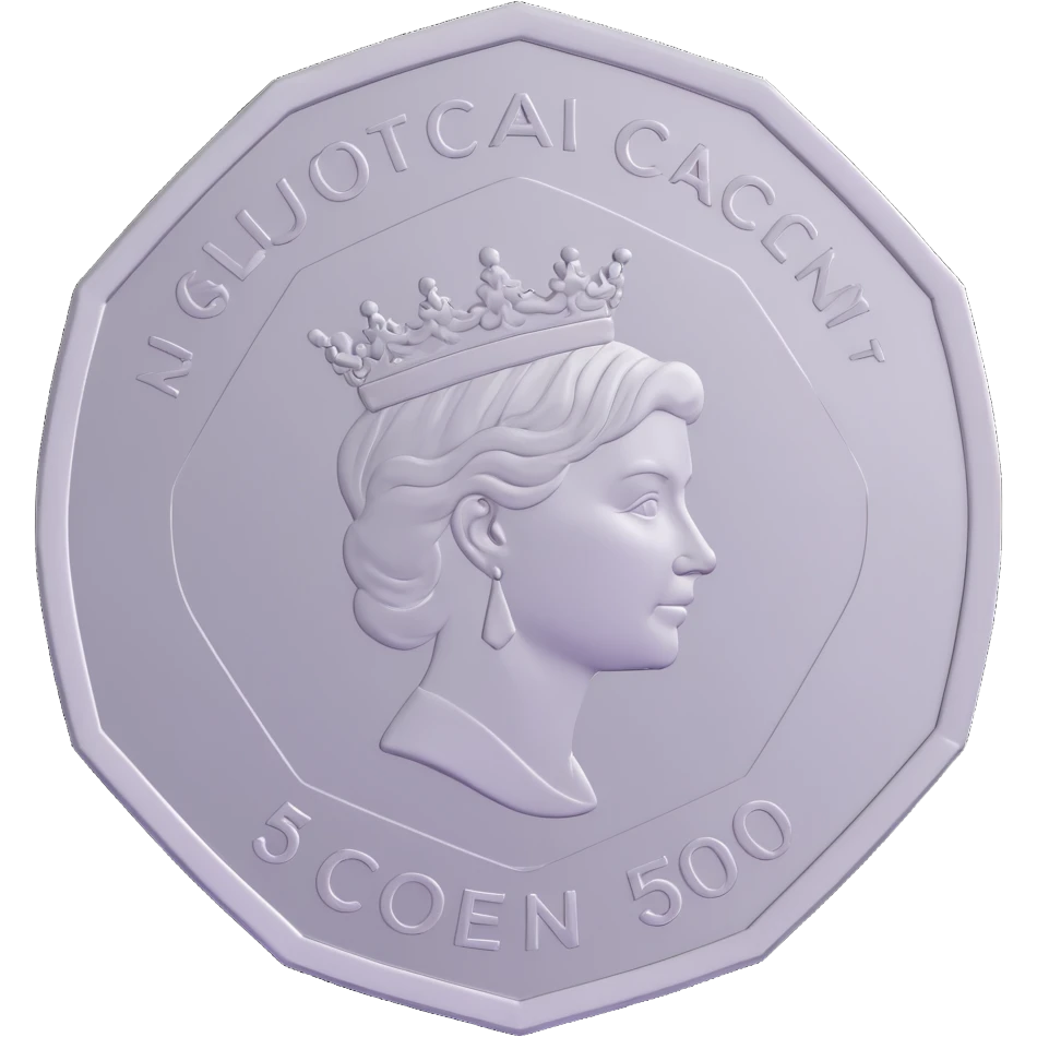 Australian 50 cent coin, silver, dodecagonal, 3D render style emoji