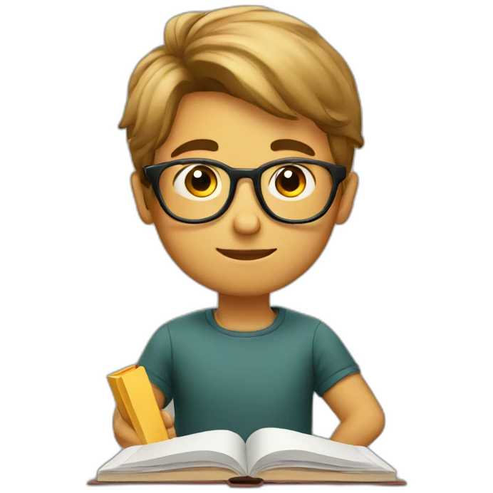 Boy studying wearing glasses  emoji