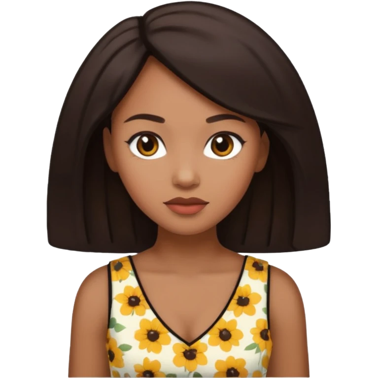 Light skinned black woman with bbl and dark brow hair emoji