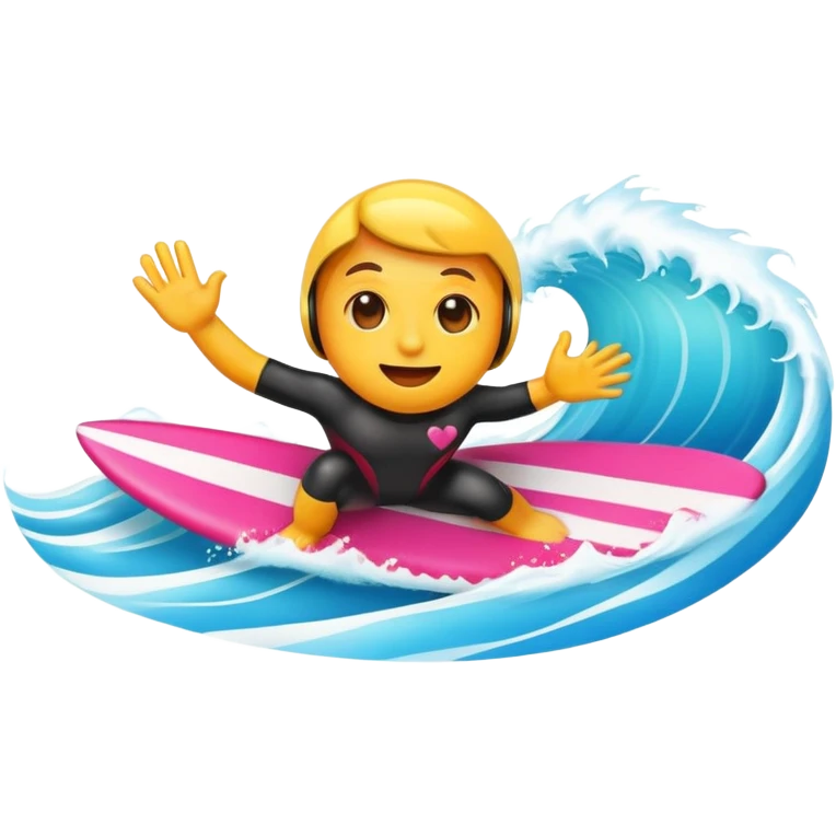 Super cool swag emoji with heart eyes surfing on a wave emoji