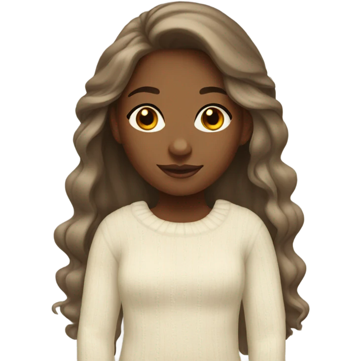 Brown girl with blond long hair dressed with a ivory sweater emoji
