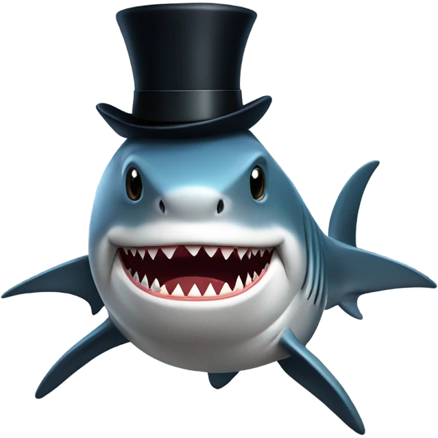 Shark with a top hat emoji