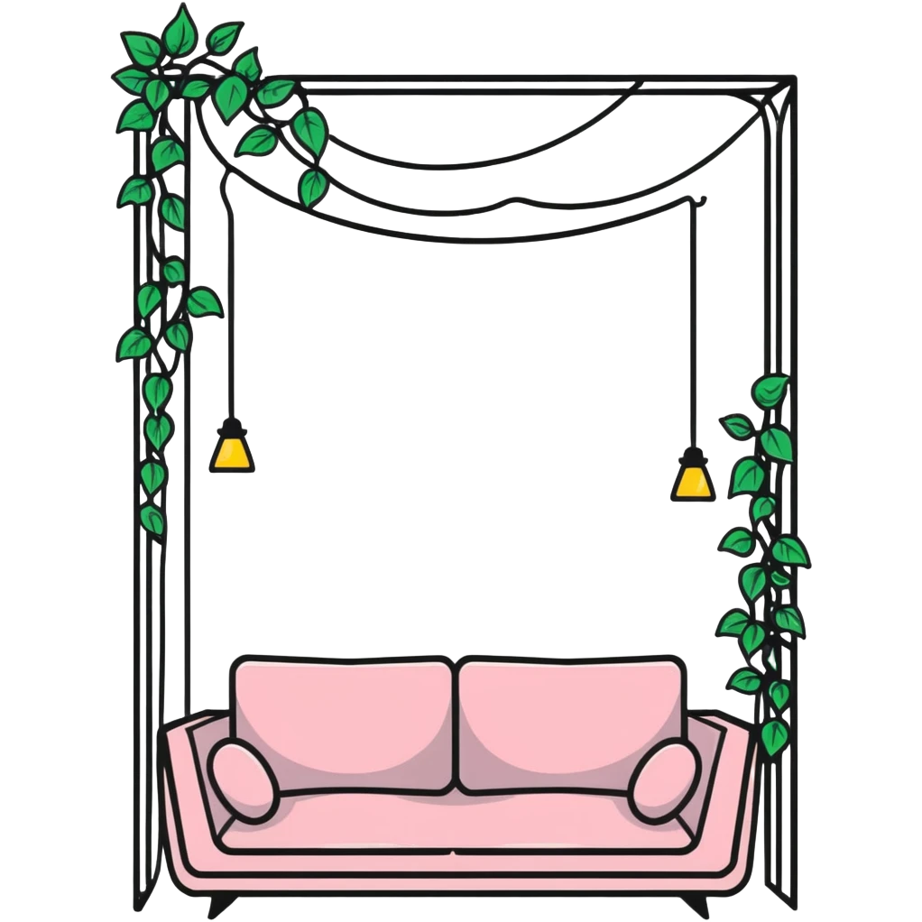 aesthetic room with climbing vines and string fairy lights creating a magical glow emoji