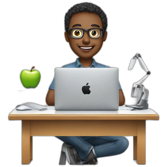 Computer engineer on desk with laptop Apple MacBook Pro  emoji